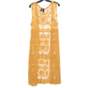 Kimono Duster Cardigan Lace Floral Boho Cottage Festival Beachy Grandma Medium